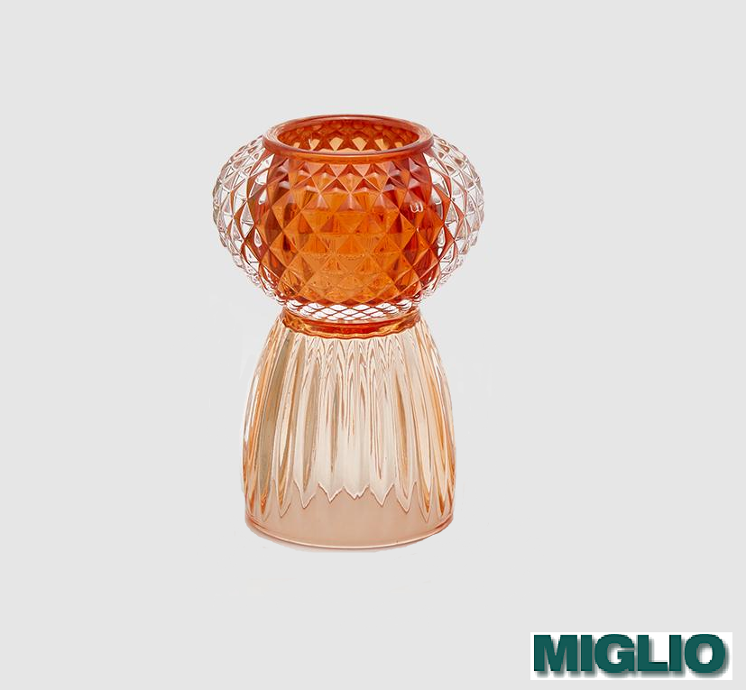 PORTACANDELA COMBO ARAN RIGH/SCACCHI H 13.5 D 9 CM                       